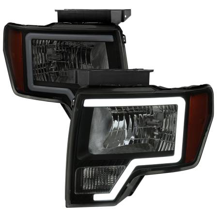 Spec'D Tuning Products - Spec-D 2009-2014 Ford F-150 LED Bar Factory Style Headlights with Amber Reflectors (Black Housing/Smoke Lens)