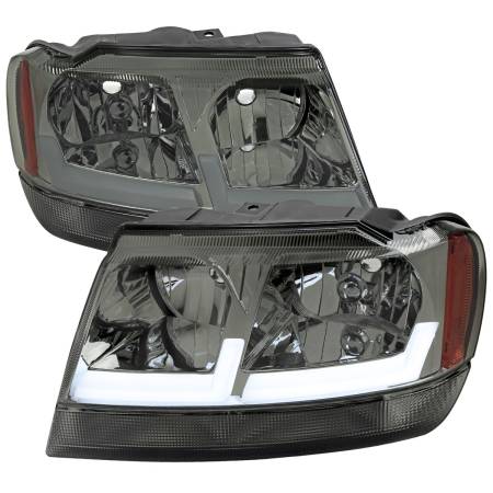Spec'D Tuning Products - Spec-D 1999-2004 Jeep Grand Cherokee Factory Style Dual LED Bar Headlights (Chrome Housing/Smoke Lens)