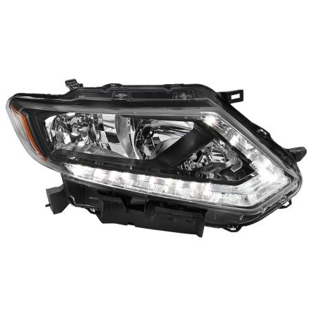Spec'D Tuning Products - Spec-D 2014-2016 Nissan Rogue LED Strip Factory Style Passenger/Right Side Headlight (Matte Black Housing/Clear Lens)
