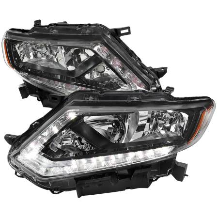 Spec'D Tuning Products - Spec-D 2014-2016 Nissan Rogue LED Strip Factory Style Headlights (Matte Black Housing/Clear Lens)