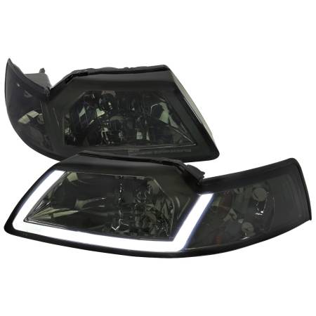 Spec'D Tuning Products - Spec-D 1999-2004 Ford Mustang LED Bar Factory Style Headlights with Amber Reflector (Chrome Housing/Smoke Lens)