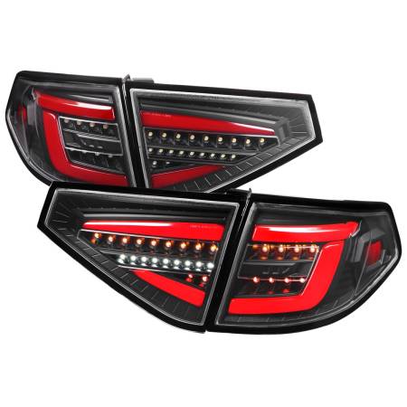 Spec'D Tuning Products - Spec-D 2008-2014 Subaru Impreza WRX Hatchback LED Red Sequential Tube Tail Lights (Matte Black Housing/Clear Lens)