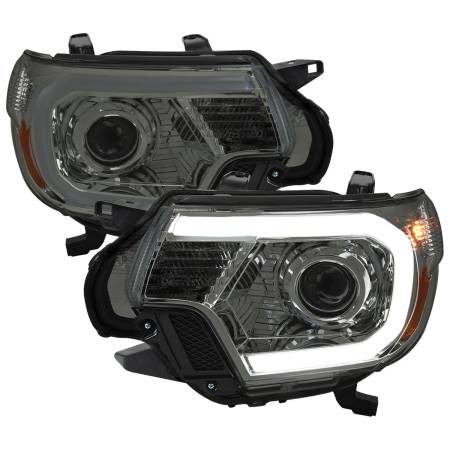 Spec'D Tuning Products - Spec-D 2012-2015 Toyota Tacoma LED C-Bar Projector Headlights w/ LED Parking Light (Chrome Housing/Smoke Lens)