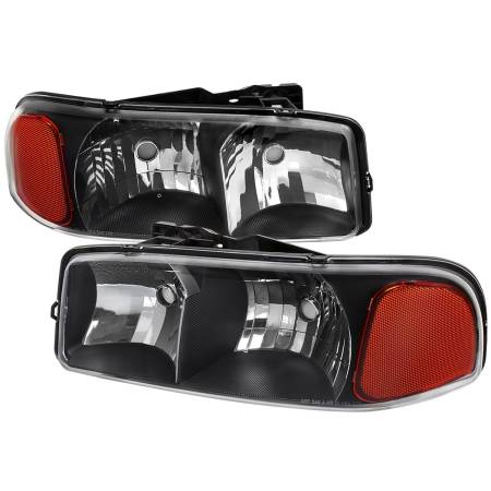 Spec'D Tuning Products - Spec-D 1999-2006 GMC Sierra/2007 Sierra Classic/2000-2006 Yukon/XL Factory Style Headlights with Amber Reflector (Matte Black Housing/Clear Lens)