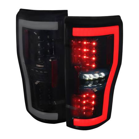 Spec'D Tuning Products - Spec-D 2017-2019 Ford F-250/F-350/F-450/F-550 LED Bar Tail Lights (Glossy Black Housing/Dark Smoke Lens)