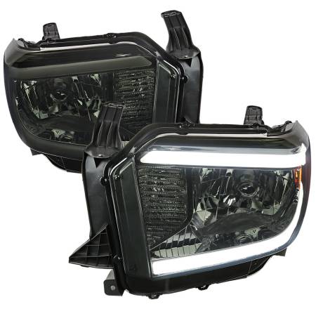 Spec'D Tuning Products - Spec-D 2014-2021 Toyota Tundra LED Bar Factory Style Headlights (Chrome Housing/Smoke Lens)