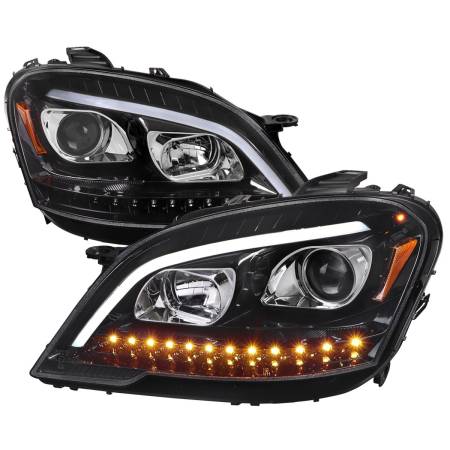Spec'D Tuning Products - Spec-D 2009-2011 Mercedes Benz W164 ML-Class LED Sequetial Turn Signal Projector Headlights (Glossy Black Housing/Clear Lens)