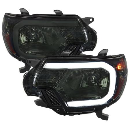 Spec'D Tuning Products - Spec-D 2012-2015 Toyota Tacoma LED Bar Factory Style Headlights with Amber Reflector (Chrome Housing/Smoke Lens)