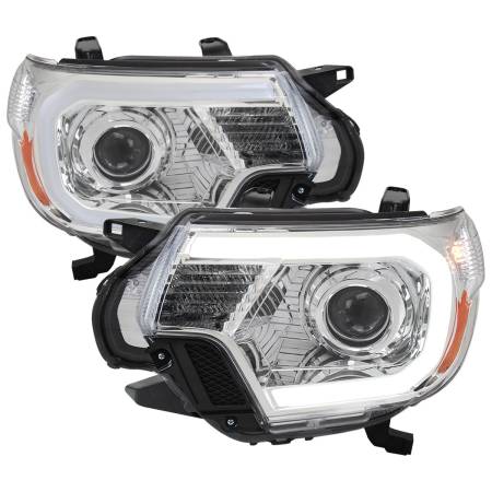 Spec'D Tuning Products - Spec-D 2012-2015 Toyota Tacoma LED C-Bar Projector Headlights w/ LED Parking Light (Chrome Housing/Clear Lens)