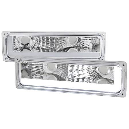 Spec'D Tuning Products - Spec-D 1988-1998 Chevrolet/GMC C10 C/K LED Strip Bumper Corner Signal Lights (Chrome Housing/Clear Lens)