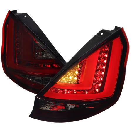 Spec'D Tuning Products - Spec-D 2014-2019 Ford Fiesta Hatchback LED Bar Tail Lights (Chrome Housing/Red Smoke Lens)