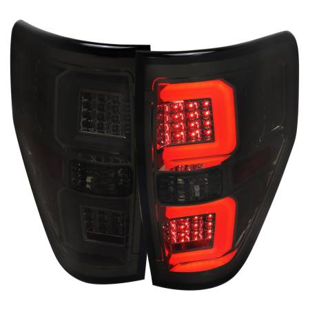 Spec'D Tuning Products - Spec-D 2009-2014 Ford F-150 White C-Bar LED Tail Lights (Chrome Housing/Smoke Lens)