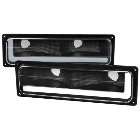 Spec'D Tuning Products - Spec-D 1988-1998 Chevrolet/GMC C10 C/K LED Strip Bumper Corner Signal Lights (Matte Black Housing/Clear Lens)
