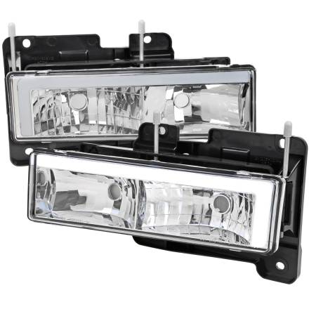 Spec'D Tuning Products - Spec-D 1988-1998 Chevrolet/GMC C10 C/K LED Strip Factory Style Headlights (Chrome Housing/Clear Lens)