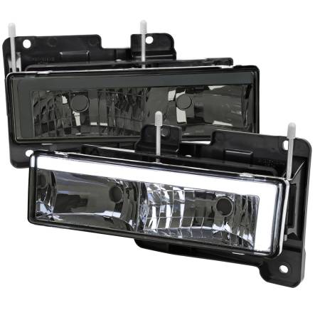 Spec'D Tuning Products - Spec-D 1988-1998 Chevrolet/GMC C10 C/K LED Strip Factory Style Headlights (Chrome Housing/Smoke Lens)