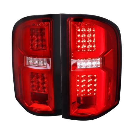 Spec'D Tuning Products - Spec-D 2007-2013 Chevrolet Silverado 1500/ 2007-2014 Silverado 2500HD/3500HD LED Tail Lights with LED Bar (Chrome Housing/Red Clear Lens)
