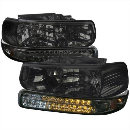 Spec'D Tuning Products - Spec-D 1999-2002 Chevrolet Silverado/ 2000-2006 Suburban/Tahoe Factory Style Headlights with LED Bumper Corner Signal Lights (Chrome Housing/Smoke Lens)