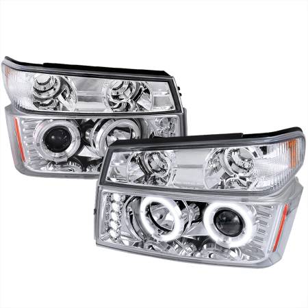 Spec'D Tuning Products - Spec-D 2004-2012 Chevrolet Colorado/GMC Canyon Dual Halo Projector Headlights with Corner Turn Signal Bumper Lights (Chrome Housing/Clear Lens)