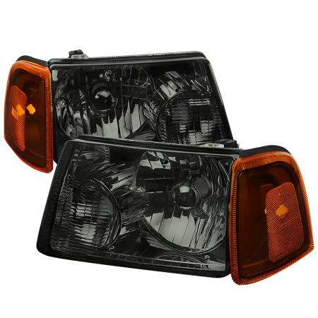 Spec'D Tuning Products - Spec-D 2001-2011 Ford Ranger Factory Style Headlights w/ Amber Lens Corner Signal Lights (Chrome Housing/Smoke Lens)