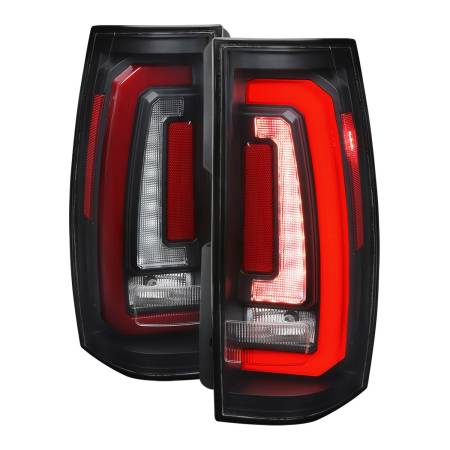 Spec'D Tuning Products - Spec-D 2007-2014 Chevrolet Tahoe/Suburban / 2007-2014 GMC Yukon/Yukon Denali Red LED Sequential Turn Signal Tail Lights  (Matte Black Housing/Clear Lens)