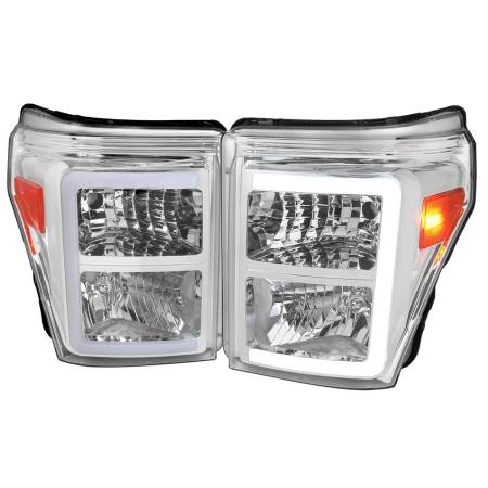 Spec'D Tuning Products - Spec-D 2011-2016 Ford F-250/F-350/F-450/F-550 Super Duty LED C-Bar Factory Style Headlights (Chrome Housing/Clear Lens)
