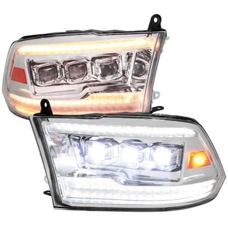 Spec'D Tuning Products - Spec-D 2009-2018 Dodge RAM 1500 / 2019 RAM Classic / 2010-2018 RAM 2500 3500 Switchback Sequential Full LED Projector Headlights (Chrome Housing/Clear Lens)