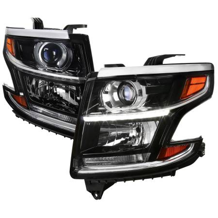 Spec'D Tuning Products - Spec-D 2015-2020 Chevrolet Tahoe/Suburban LED Strip Projector Headlights (Black Housing/Clear Lens)