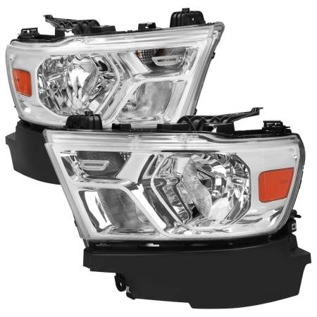Spec'D Tuning Products - Spec-D 2019-2021 Dodge RAM 1500 Factory Style Headlights with Amber Reflectors (Chrome Housing/Clear Lens)