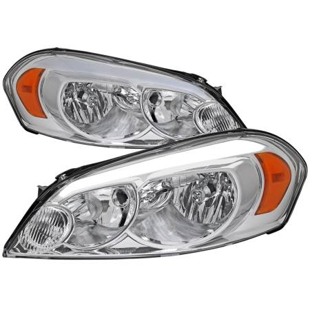 Spec'D Tuning Products - Spec-D 2006-2013 Chevrolet Impala/2006-2007 Monte Carlo/2014-2016 Impala Limited Factory Style Headlights w/ LED Strip (Chrome Housing/Clear Lens)