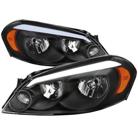 Spec'D Tuning Products - Spec-D 2006-2013 Chevrolet Impala/2006-2007 Monte Carlo/2014-2016 Impala Limited Factory Style Headlights w/ LED Strip (Matte Black Housing/Clear Lens)