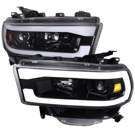 Spec'D Tuning Products - Spec-D 2019-2022 Dodge RAM 2500/3500/4500/5500 LED Tube Projector Headlights (Jet Black Housing/Clear Lens)