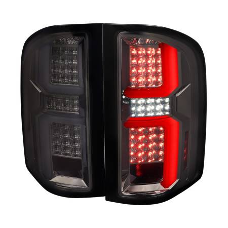 Spec'D Tuning Products - Spec-D 2007-2013 Chevrolet Silverado 1500/ 2007-2014 Silverado 2500HD/3500HD LED Tail Lights with White LED Bar (Chrome Housing/Smoke Lens)