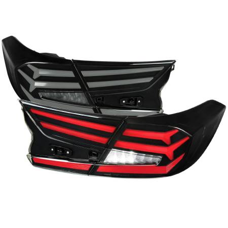 Spec'D Tuning Products - Spec-D 2018-2022 Honda Accord Sedan LED Sequential Signal Tail Lights (Glossy Black Housing/Smoke Lens)