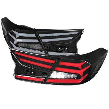 Spec'D Tuning Products - Spec-D 2018-2022 Honda Accord Sedan LED Sequential Signal Tail Lights (Matte Black Housing/Clear Lens)