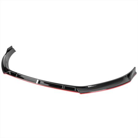 Spec'D Tuning Products - Spec-D 2014-2017 Volkswagen Golf Glossy Black/Red Trim 3PC Front Bumper Lip Splitter Kit