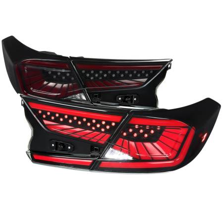 Spec'D Tuning Products - Spec-D 2018-2022 Honda Accord Sedan SQ2 Red LED Sequential Signal Tail Lights (Matte Black Housing/Smoke Lens)
