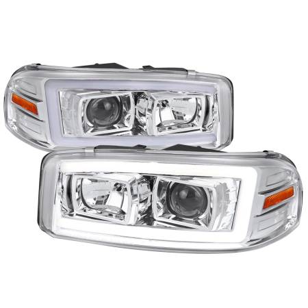 Spec'D Tuning Products - Spec-D 2000-2006 GMC Sierra/Denali/Yukon LED Strip Projector Headlights (Chrome Housing/Clear Lens)