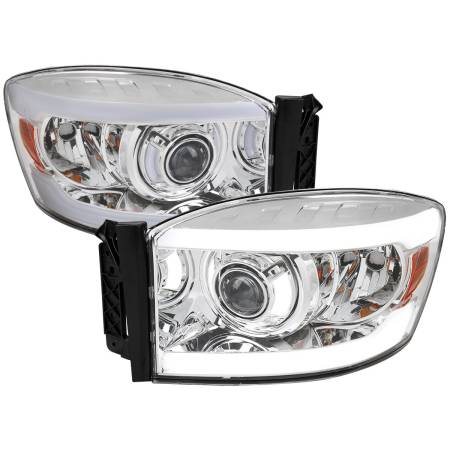 Spec'D Tuning Products - Spec-D 2006-2008 Dodge RAM 1500/ 2006-2009 Dodge RAM 2500/3500 LED Tube Projector Headlights (Chrome Housing/Clear Lens)