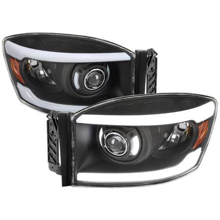 Spec'D Tuning Products - Spec-D 2006-2008 Dodge RAM 1500/ 2006-2009 Dodge RAM 2500/3500 LED Tube Projector Headlights (Matte Black Housing/Clear Lens)