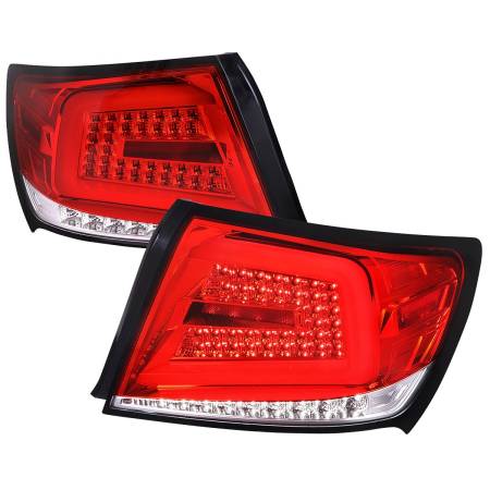 Spec'D Tuning Products - Spec-D 2008-2014 Subaru Impreza WRX/STI LED Bar Sequential Turn Signal Tail Lights (Chrome Housing/Red Lens)