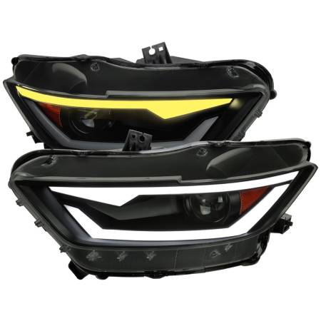 Spec'D Tuning Products - Spec-D 2015-2017 Ford Mustang/2018-2020 Mustang Shelby HID/Xenon Switchback Sequential LED Turn Signal Projector Headlights (Matte Black Housing/Smoke Lens)