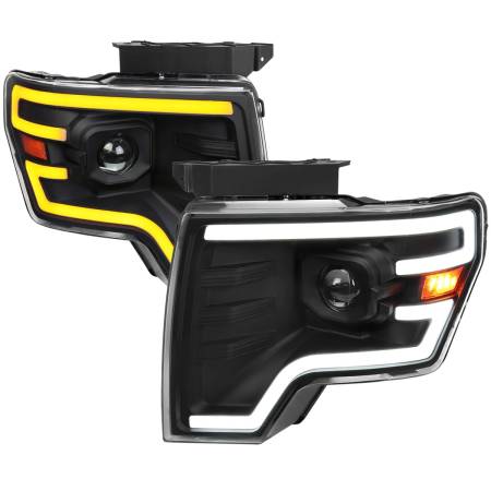 Spec'D Tuning Products - Spec-D 2009-2014 Ford F-150 Switchback Sequential LED Turn Signal Projector Headlights (Matte Black Housing/Clear Lens)