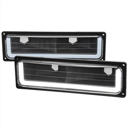 Spec'D Tuning Products - Spec-D 1988-1998 Chevrolet C10 GMC C/K LED Strip Bumper Corner Signal Lights (Matte Black Housing/Clear Lens)