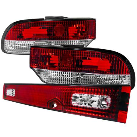 Spec'D Tuning Products - Spec-D 1989-1994 Nissan 240SX S13 Hatchback Tail Lights & Center Trunk Light (Chrome Housing/Red Clear Lens)