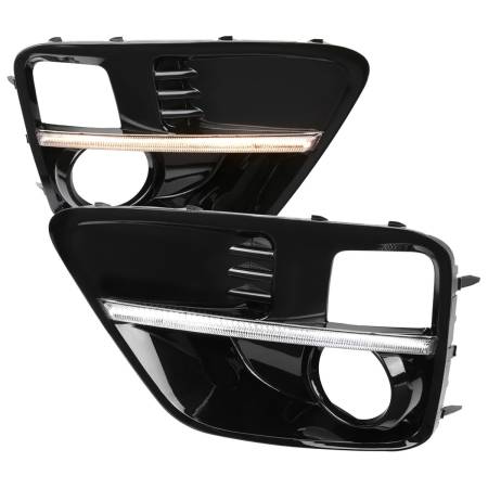 Spec'D Tuning Products - Spec-D 2015-2017 Subaru Impreza WRX STI LED Sequential Switchback Signal Fog Light Bezels (Glossy Black Housing/Clear Lens)