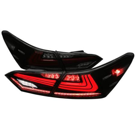Spec'D Tuning Products - Spec-D 2018-2022 Toyota Camry LED Tail Lights w/ Sequential Signal Lamps (Glossy Black Housing/Smoke Lens)