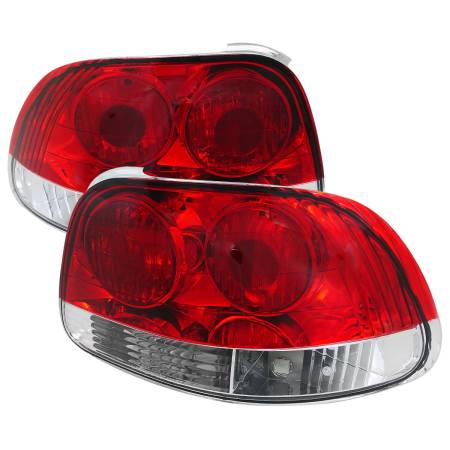 Spec'D Tuning Products - Spec-D 1993-1997 Honda Del Sol Tail Lights (Chrome Housing/Red Clear Lens)
