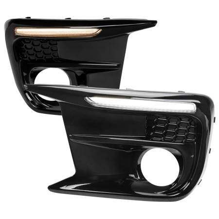Spec'D Tuning Products - Spec-D 2018-2021 Subaru Impreza WRX STI LED Sequential Switchback Signal Fog Light Bezels (Glossy Black Housing/Clear Lens)