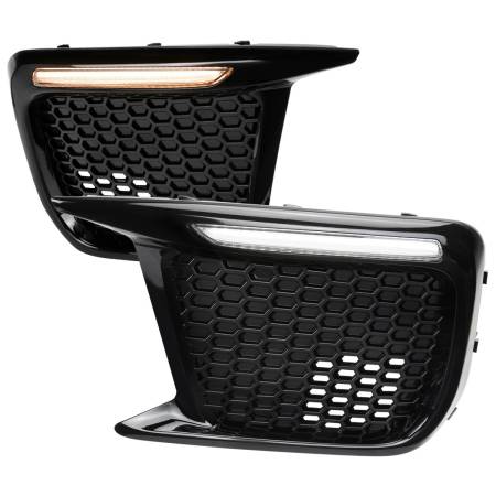 Spec'D Tuning Products - Spec-D 2018-2021 Subaru Impreza WRX STI LED Sequential Switchback Signal Fog Light Mesh Bezels (Glossy Black Housing/Clear Lens)