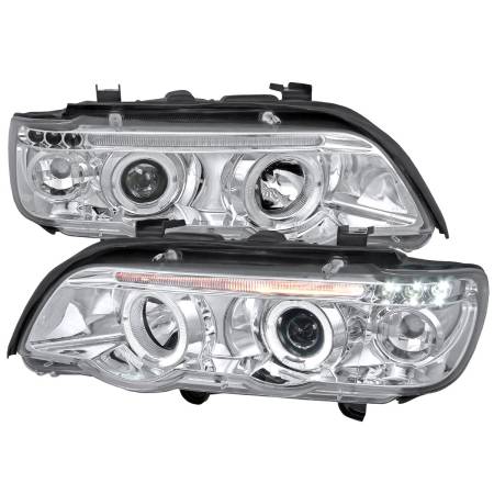 Spec'D Tuning Products - Spec-D 2001-2003 BMW E53 X5 Dual Halo Projector Headlights (Chrome Housing/Clear Lens)